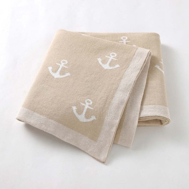 Sea Anchor BAby Children Cotton Knitted Blanket - Just Kidding Store