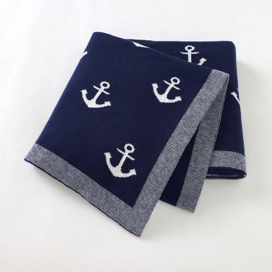 Sea Anchor BAby Children Cotton Knitted Blanket - Just Kidding Store