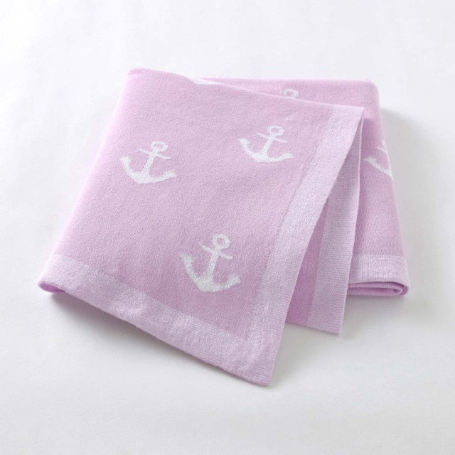 Sea Anchor BAby Children Cotton Knitted Blanket - Just Kidding Store