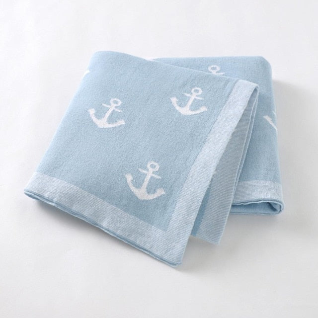 Sea Anchor BAby Children Cotton Knitted Blanket - Just Kidding Store