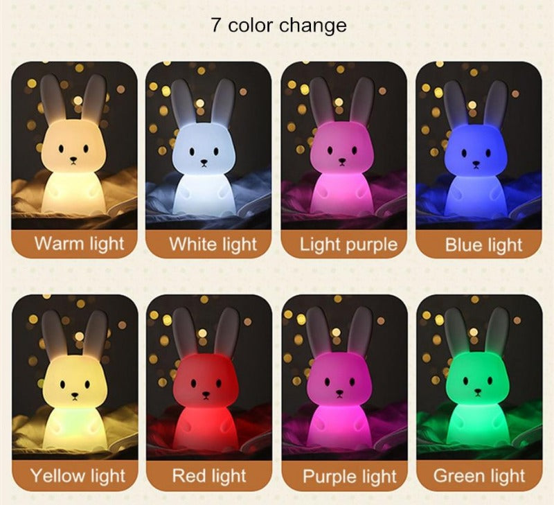 Bunny LED Night Light Tap Control Color Changing Lamp - Just Kidding Store