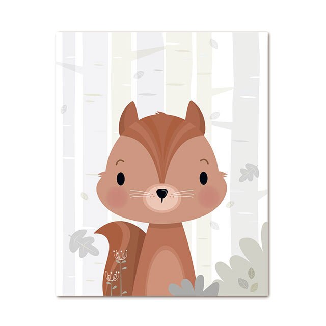 Woodland Animals Canvas Art  - Raccoon Bear Fox Squirrel Deer Rabbit - Just Kidding Store