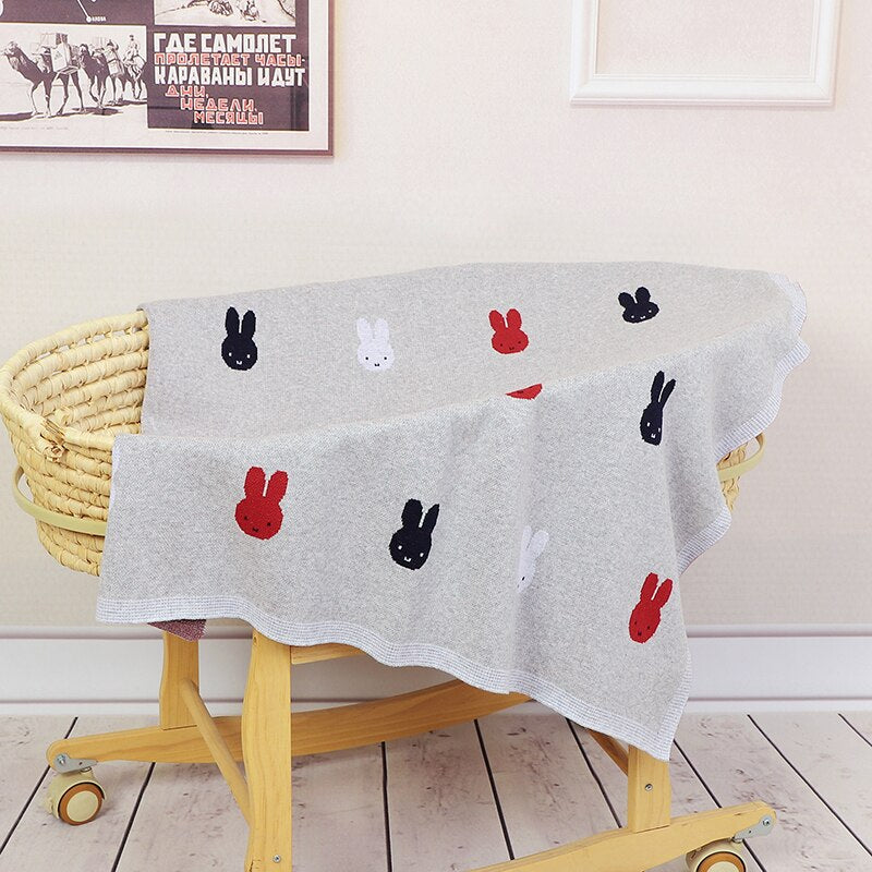 Little Bunny Baby Childrens Cotton Knitted Blanket - Just Kidding Store