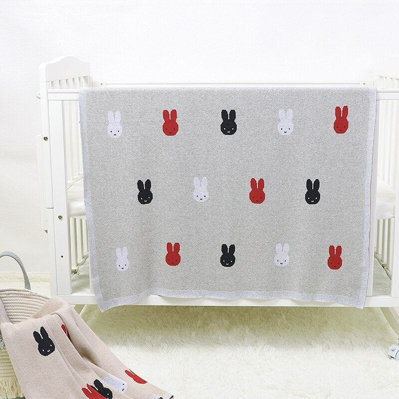 Little Bunny Baby Childrens Cotton Knitted Blanket - Just Kidding Store