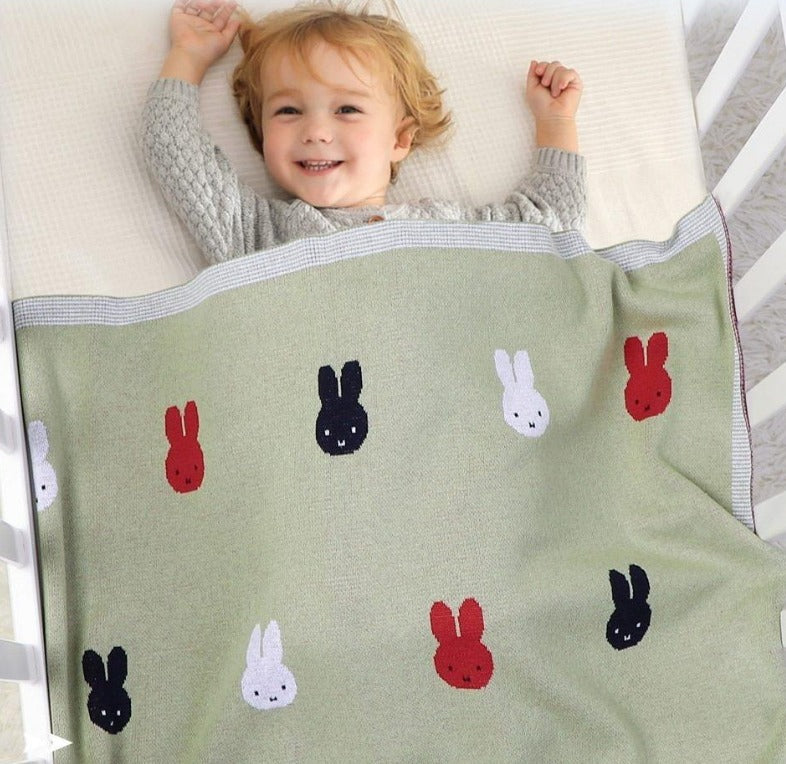 Little Bunny Baby Childrens Cotton Knitted Blanket - Just Kidding Store