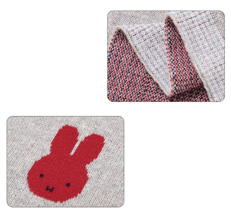 Little Bunny Baby Childrens Cotton Knitted Blanket - Just Kidding Store