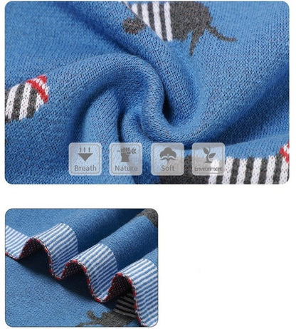 Black Dog Baby Children Cotton Knitted Blanket - Just Kidding Store