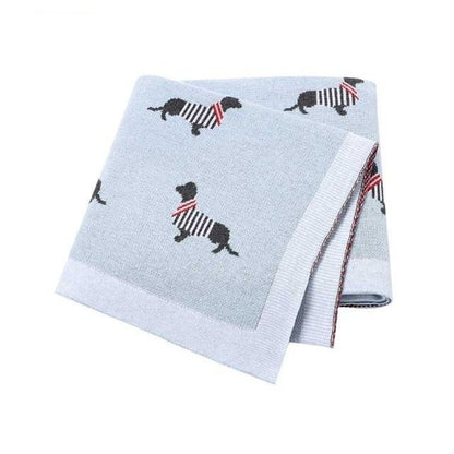 Black Dog Baby Children Cotton Knitted Blanket - Just Kidding Store