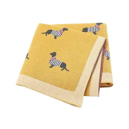 Black Dog Baby Children Cotton Knitted Blanket - Just Kidding Store