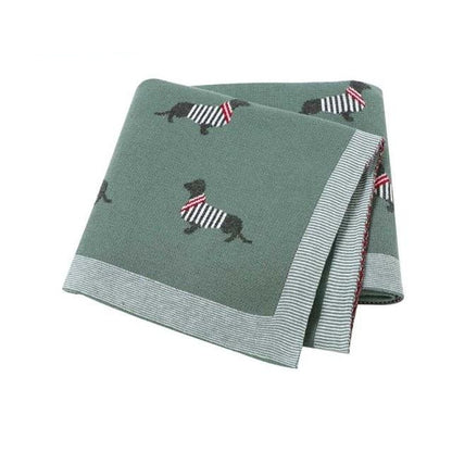 Black Dog Baby Children Cotton Knitted Blanket - Just Kidding Store