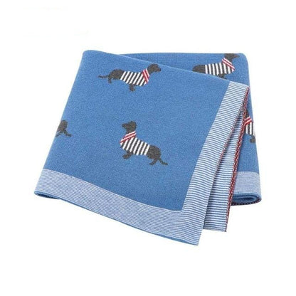 Black Dog Baby Children Cotton Knitted Blanket - Just Kidding Store