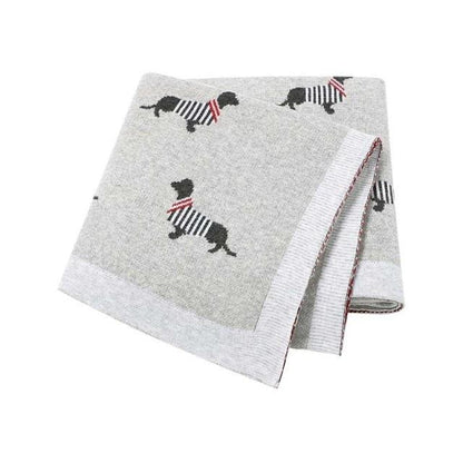 Black Dog Baby Children Cotton Knitted Blanket - Just Kidding Store