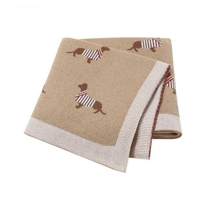 Black Dog Baby Children Cotton Knitted Blanket - Just Kidding Store