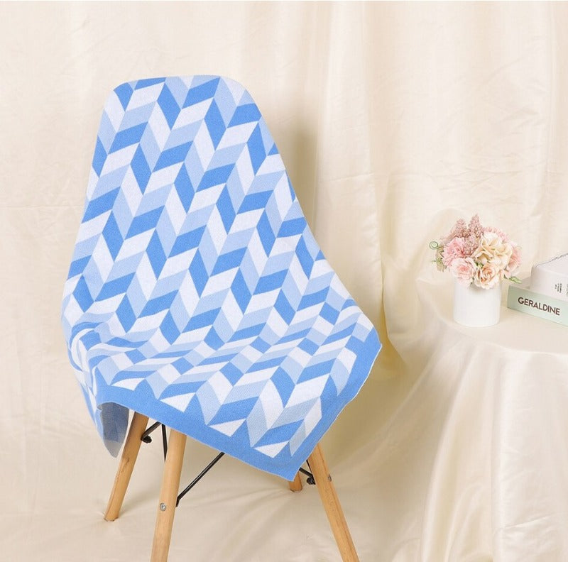 Chevrons Baby Childrens Cotton Knitted Blanket - Just Kidding Store