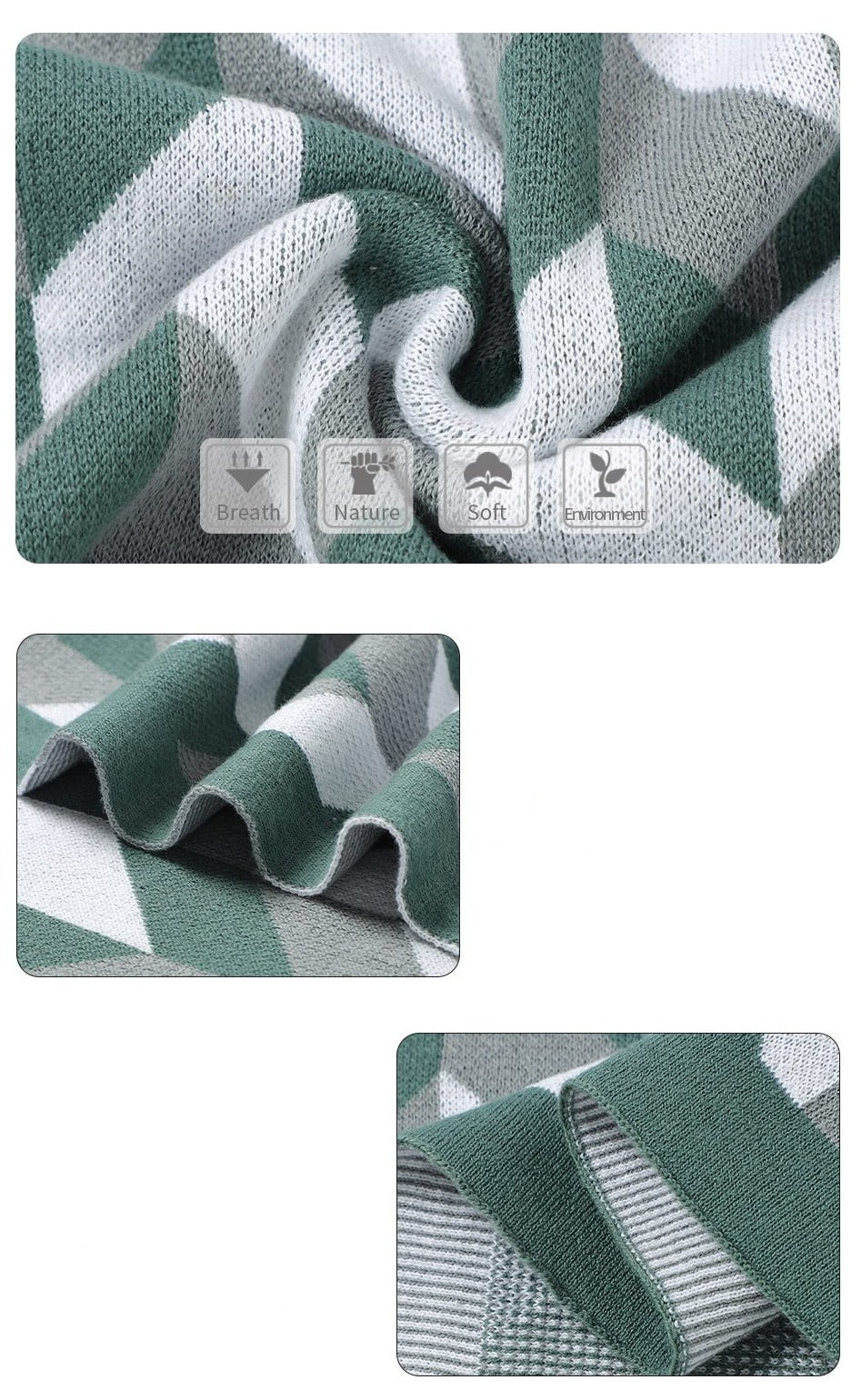 Chevrons Baby Childrens Cotton Knitted Blanket - Just Kidding Store