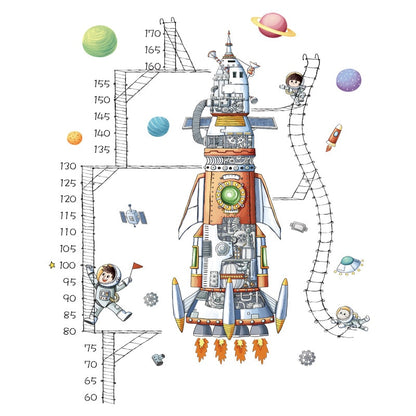 Space Rocket Height Measure Wall Decal Growth Chart Sticker - Just Kidding Store