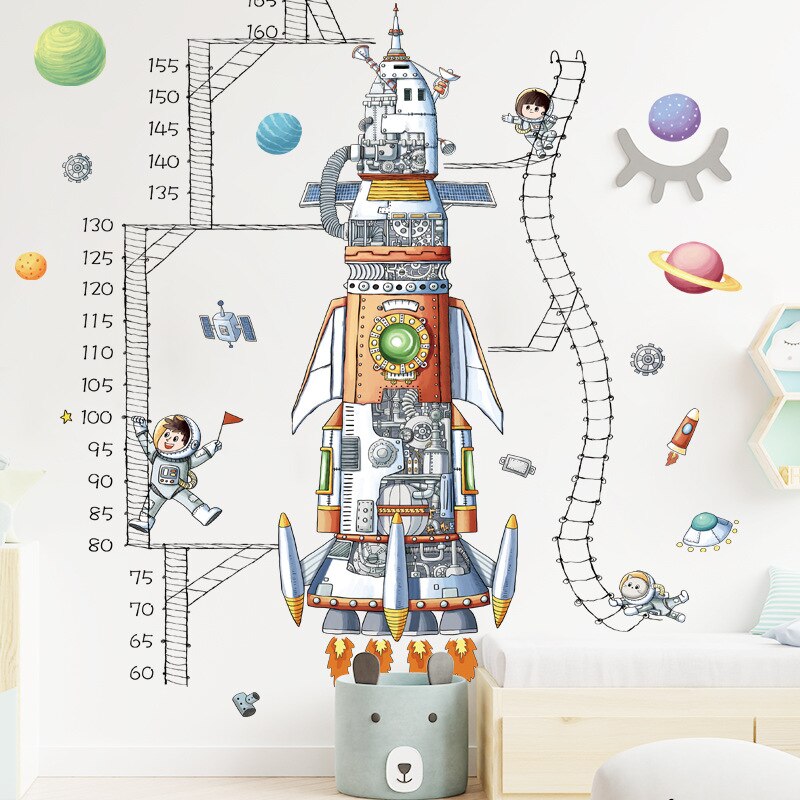 Space Rocket Height Measure Wall Decal Growth Chart Sticker - Just Kidding Store