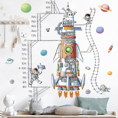 Space Rocket Height Measure Wall Decal Growth Chart Sticker - Just Kidding Store