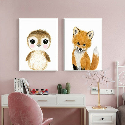Watercolor Safari Animals Canvas Prints Nursery Posters -Just Kidding Store