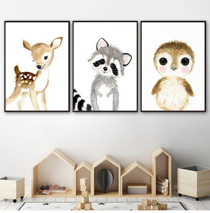 Watercolor Safari Animals Canvas Prints Nursery Posters -Just  Kidding Store