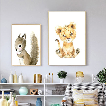 Watercolor Safari Animals Canvas Prints Nursery Posters -Just  Kidding Store