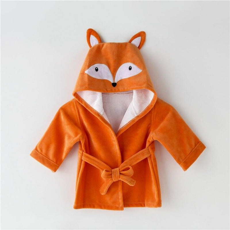 Baby Bamboo Fiber Hooded Bathrobe - Orange Fox - Just Kidding Store
