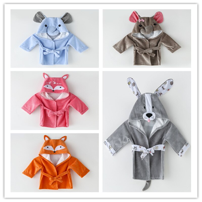 Baby Bamboo Fiber Hooded Bathrobe - Blue Dinosaur - Just Kidding Store