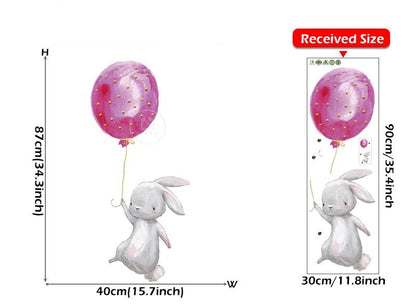 Balloon Bunny Wall Decals - Nursery Wall Stickers - Just Kidding Store