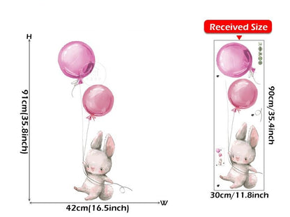 Balloon Bunny Wall Decals - Nursery Wall Stickers - Just Kidding Store