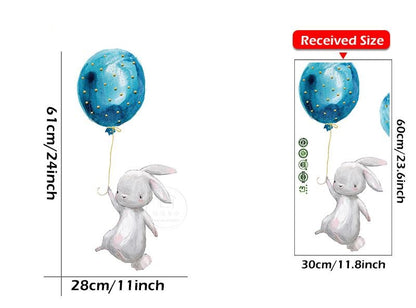 Balloon Bunny Wall Decals - Nursery Wall Stickers - Just Kidding Store