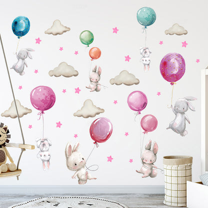 Balloon Bunny Wall Decals - Nursery Wall Stickers - Just Kidding Store