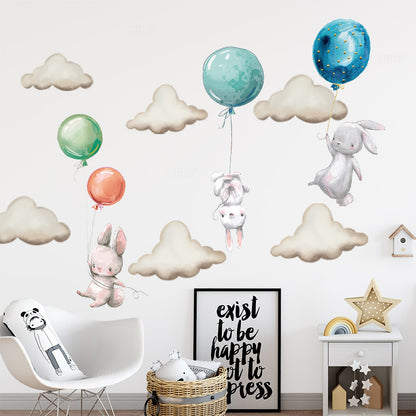 Balloon Bunny Wall Decals - Nursery Wall Stickers - Just Kidding Store