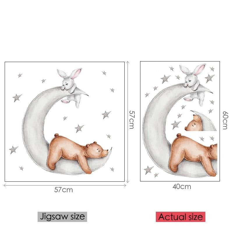 Teddy Bear Moon Stars Wall Decal Nursery Stickers - Just Kidding Store