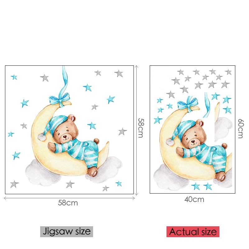 Teddy Bear Moon Stars Wall Decal Nursery Stickers - Just Kidding Store