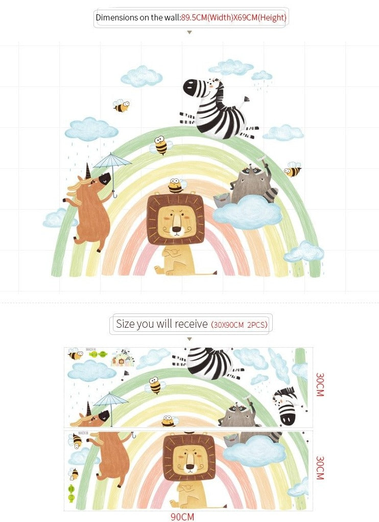 Animals Rainbow Wall Decal - Nursery Stickers - Just Kidding Store