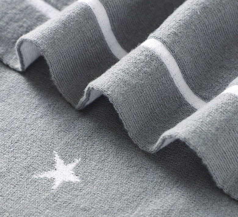 White Stars Cotton Knitted Baby Children Nursery Blanket - Just Kidding Store