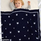 White Stars Cotton Knitted Baby Children Nursery Blanket - Just Kidding Store