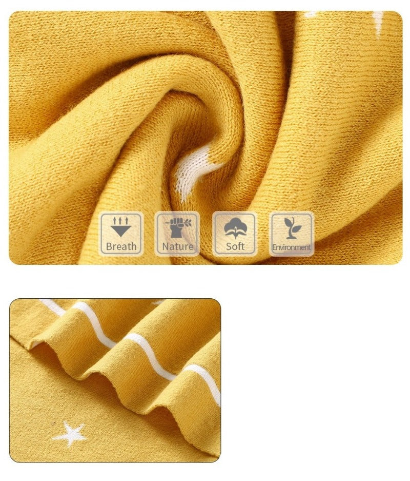 White Stars Cotton Knitted Baby Children Nursery Blanket - Just Kidding Store