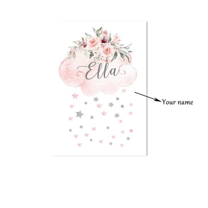 Pink Moon Elephant Balloon Canvas Art Custom Name Wall Posters -  Just Kidding Store