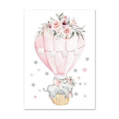 Pink Moon Elephant Balloon Canvas Art Custom Name Wall Posters -  Just Kidding Store
