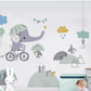 Baby Elephant Riding Bicycle Nursery Wall Decal - Just Kidding Store