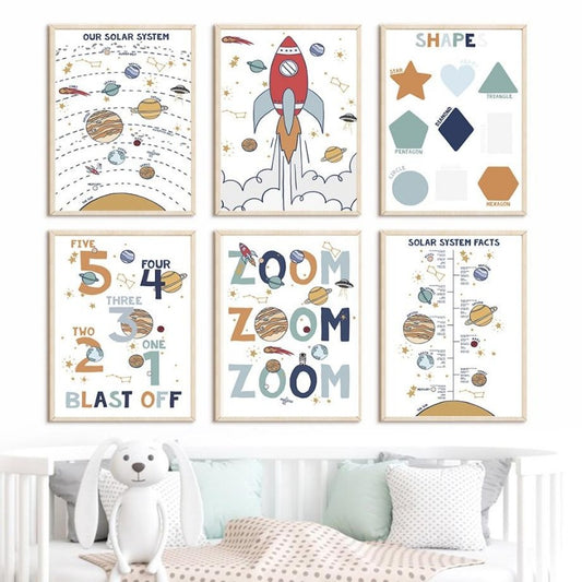 Solar System Canvas Wall Art - Nursery Prints - Just  Kidding Store