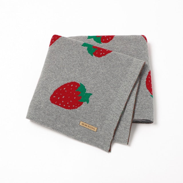 Strawberry Baby Children Nursery Cotton Knit Blanket - Just Kidding Store