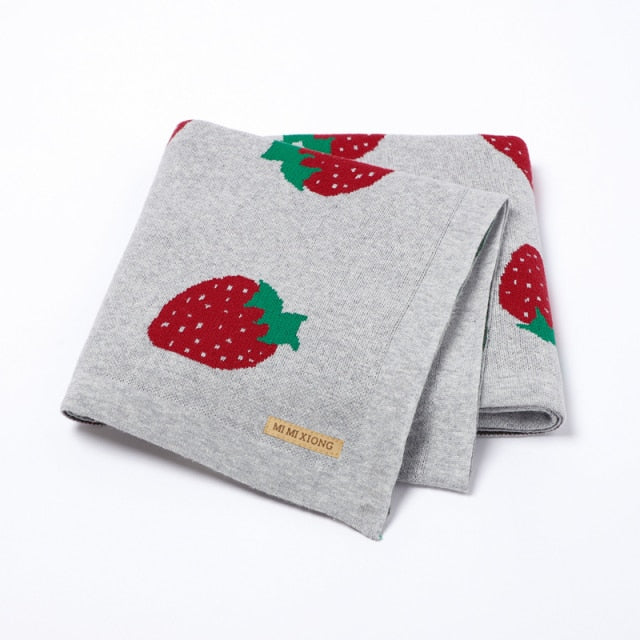 Strawberry Baby Children Nursery Cotton Knit Blanket - Just Kidding Store