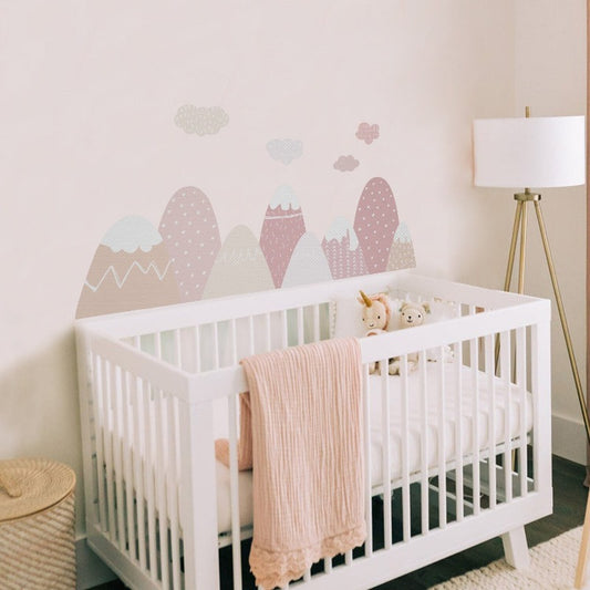 Pink Mountains Fabric Wall Stickers - Just Kidding Store