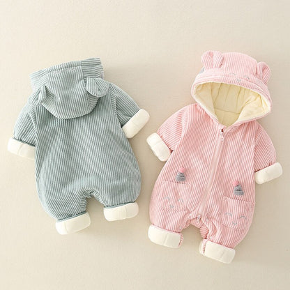 Winter Velvet Hooded Baby Kids Romper - Just Kidding Store