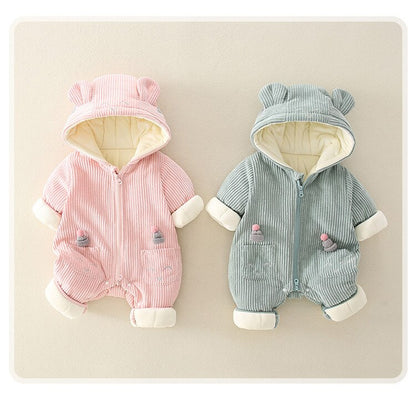 Winter Velvet Hooded Baby Kids Romper - Just Kidding Store
