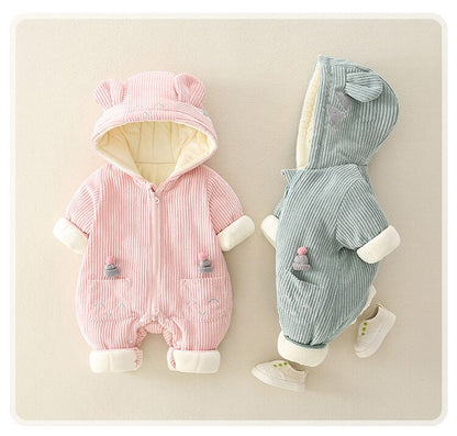 Winter Velvet Hooded Baby Kids Romper - Just Kidding Store
