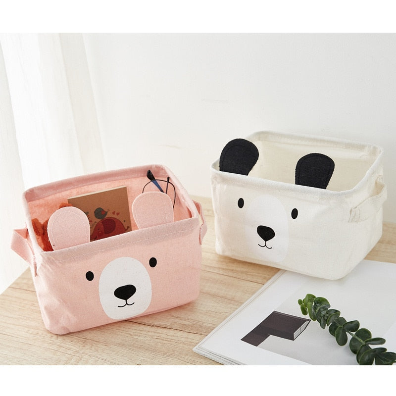 Bear Canvas Tube Storage Box Organizer Toy Bag - Just Kidding Store