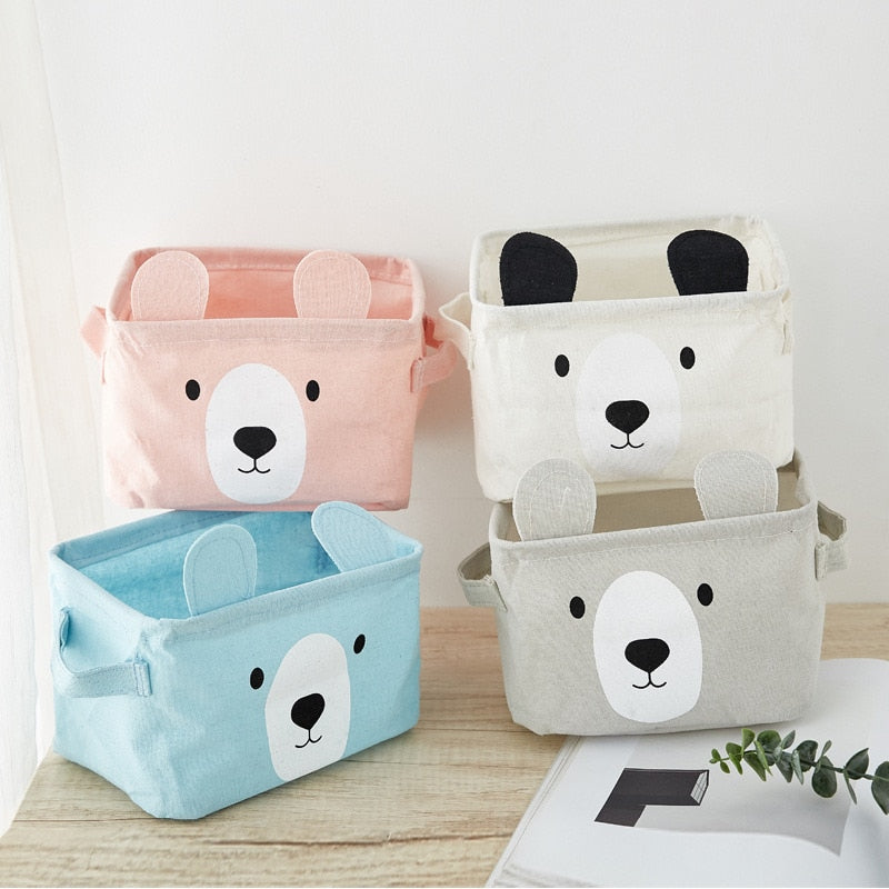 Bear Canvas Tube Storage Box Organizer Toy Bag - Just Kidding Store